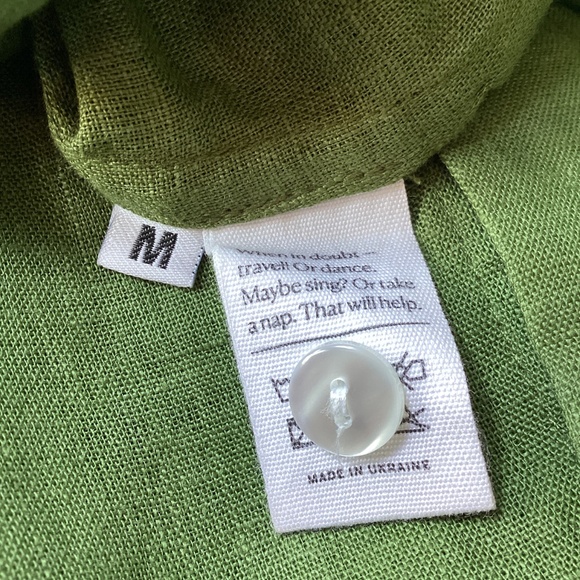 SLEEPER | Brigitte Button Down Moss Green Midi Dress in Size Medium - Picture 7 of 9